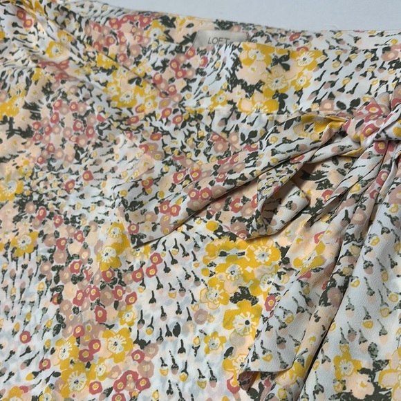 LOFT Yellow and Pink Maxi A-Line Skirt Ruched Resort Wear - Picture 4 of 4